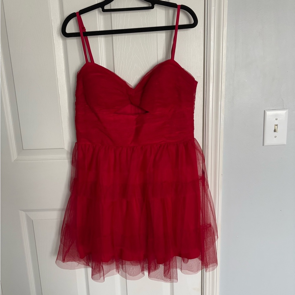 Red Homecoming Dress with Front Cutout